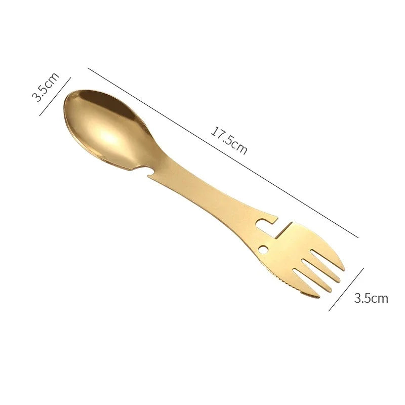 Outdoor Camping Picnic Titanium Spork Spoon Tableware Ultralight Hiking Camping Travel Tableware Cookware Portable Outdoor