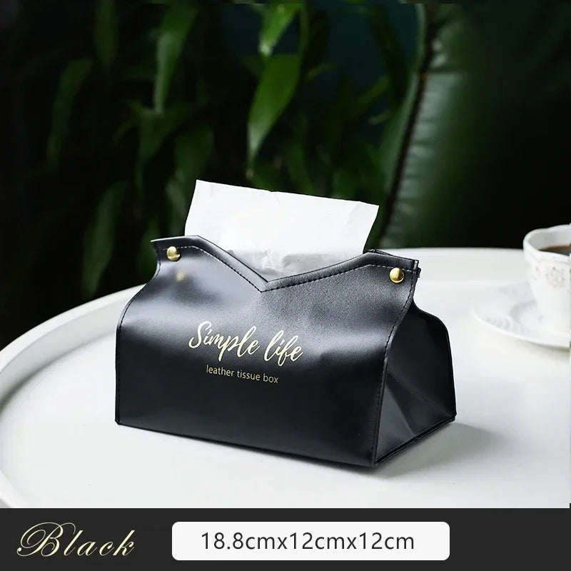 PU Leather Foldable Paper Holder Nodic Tissue Case Table Decor Napkin Dispenser Hand Towel Bag Kitchen Toilet Paper Box