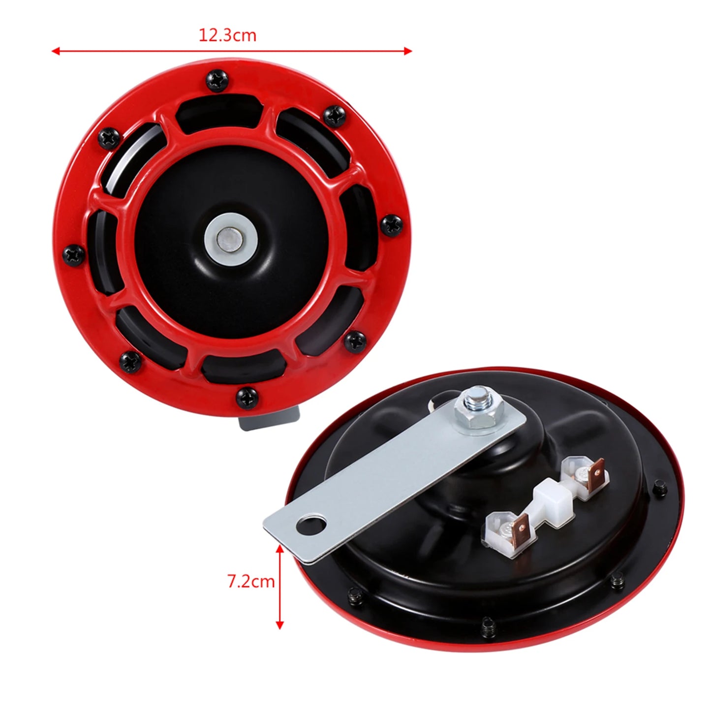 Red/Black Hella Super Loud Compact Electric Blast Tone Air Horn Kit 12V 115DB For Motorcycle Car 2pcs/set