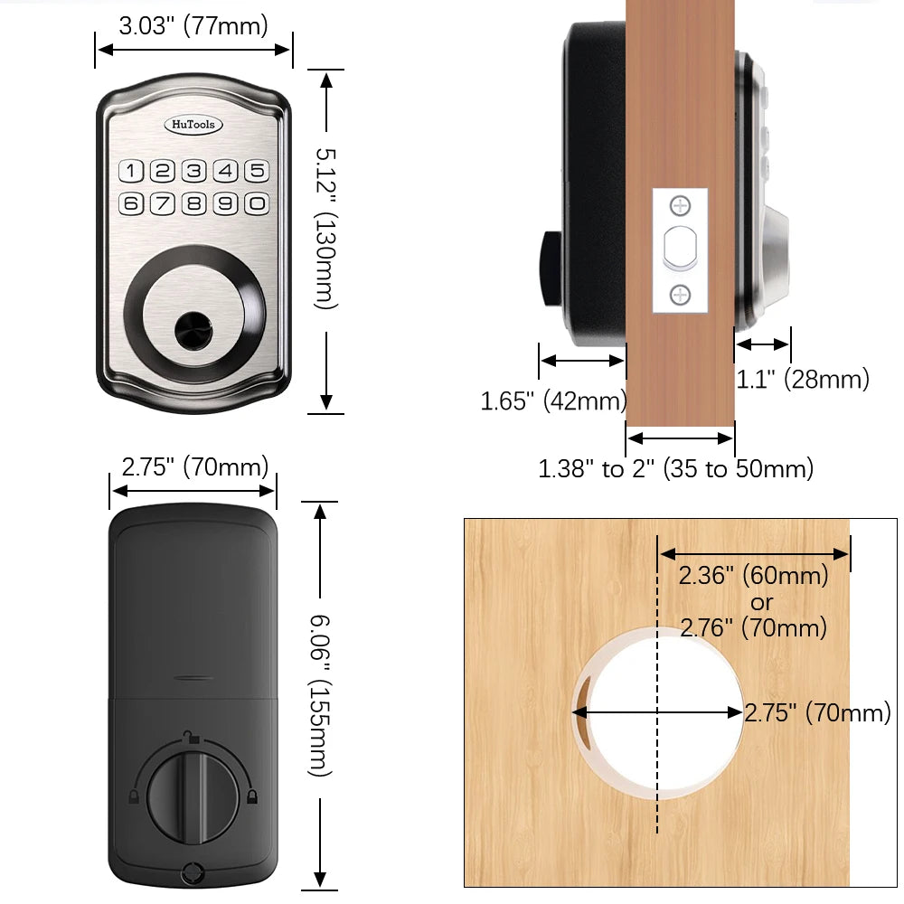 Smart Keypad Door Lock Set - Touch Fingerprint Password Lock- Keyless Entry Door Lock, Keyed Entry, Auto Lock, And Easy Installa