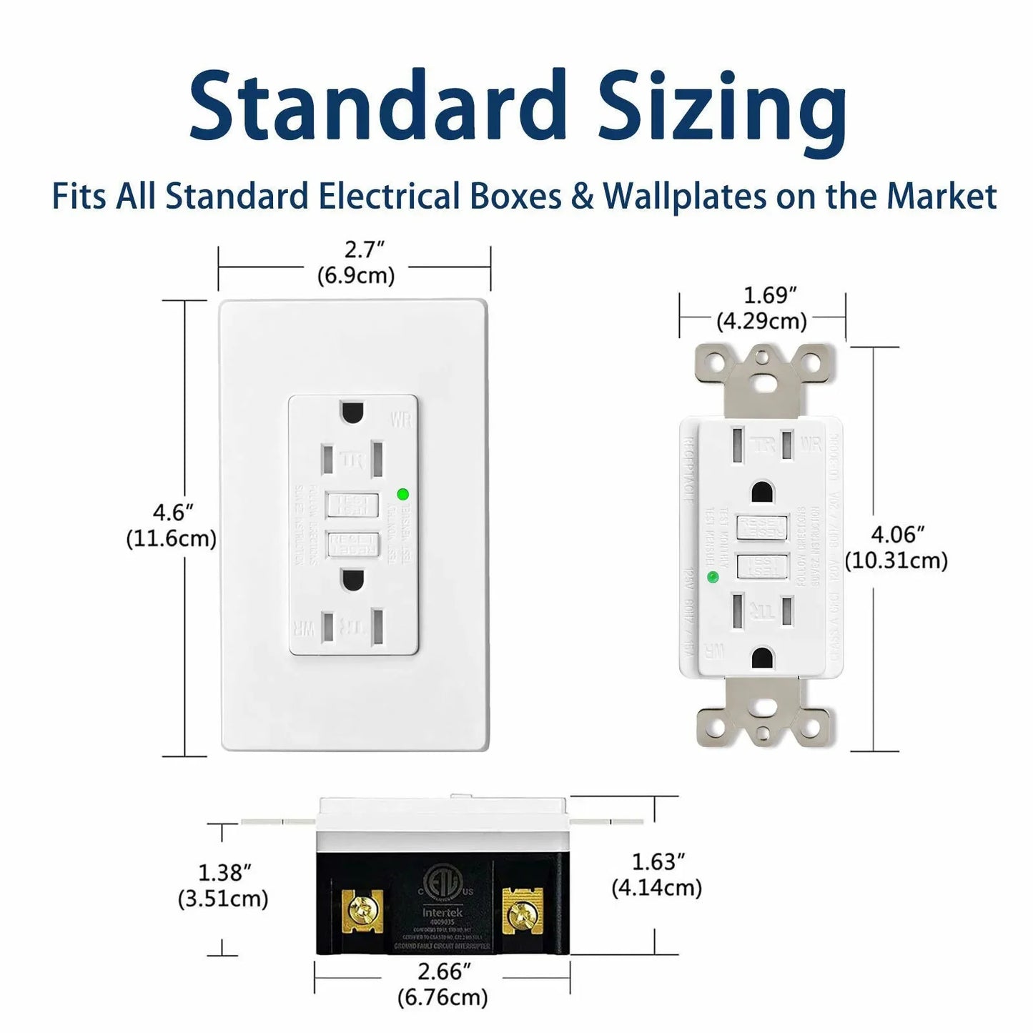 GFCI Outlet 15Amp Weather-Resistant White Wall Socket wtih LED Indicator Tamper Resistant Outlet for Kitchen Bathroom Outdoor