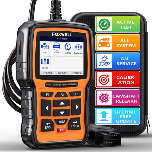 FOXWELL NT510 Elite OBD2 Scanner All System SAS DPF BRT Bi-Directional Test Auto Car Diagnostic Tool Free Update