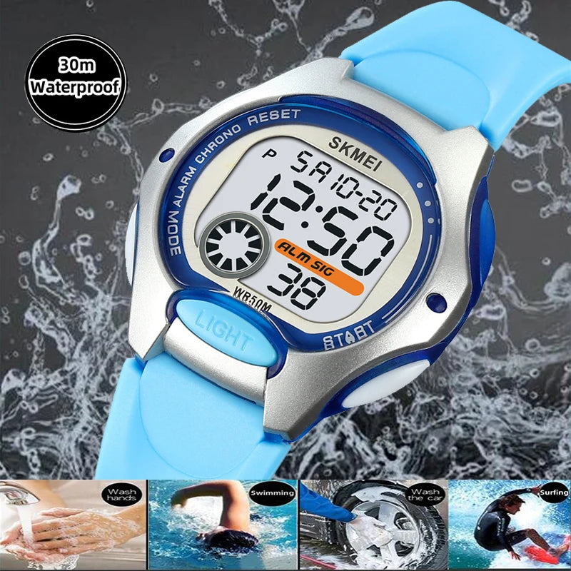 Skmei Student Digital Sport's Watches Fashion TPU Strap Waterproof Alarm Clock Kids Boy Girl Colorful Led Chronograph Time