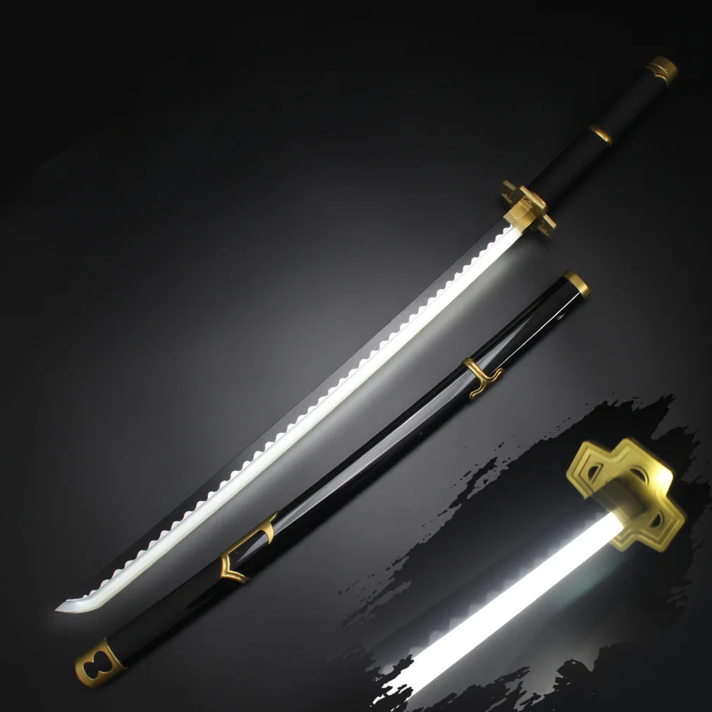 41″ Light Up Roronoa Zoro Swords Katana Japanese Anime Cosplay Samurai Sword Shusui Enma Kitetsu with Sword holder And Belt