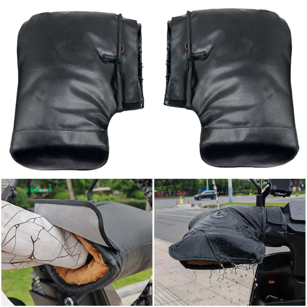 Electric Scooter Warm Handlebar Grip Handle Bar Muff Windproof 3 Gear Adjustable USB Charging Motorcycle Warmer Gloves