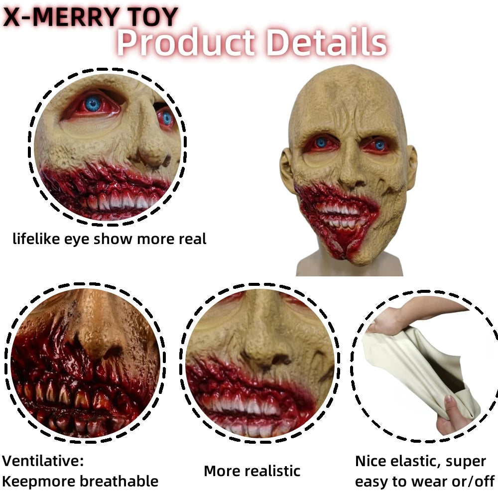 1Pc Scary Zombie Latex Masks Halloween Horror Party Dress up Costumes Prop Fancy Monster Demon Full Head Helmet Props