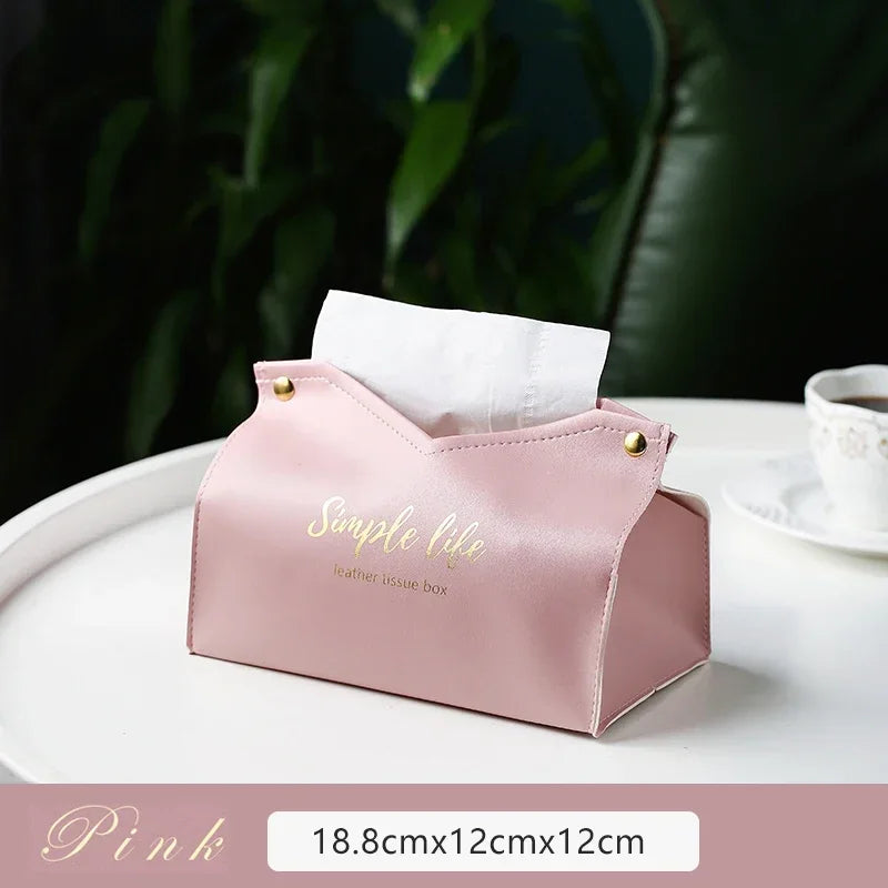 PU Leather Foldable Paper Holder Nodic Tissue Case Table Decor Napkin Dispenser Hand Towel Bag Kitchen Toilet Paper Box