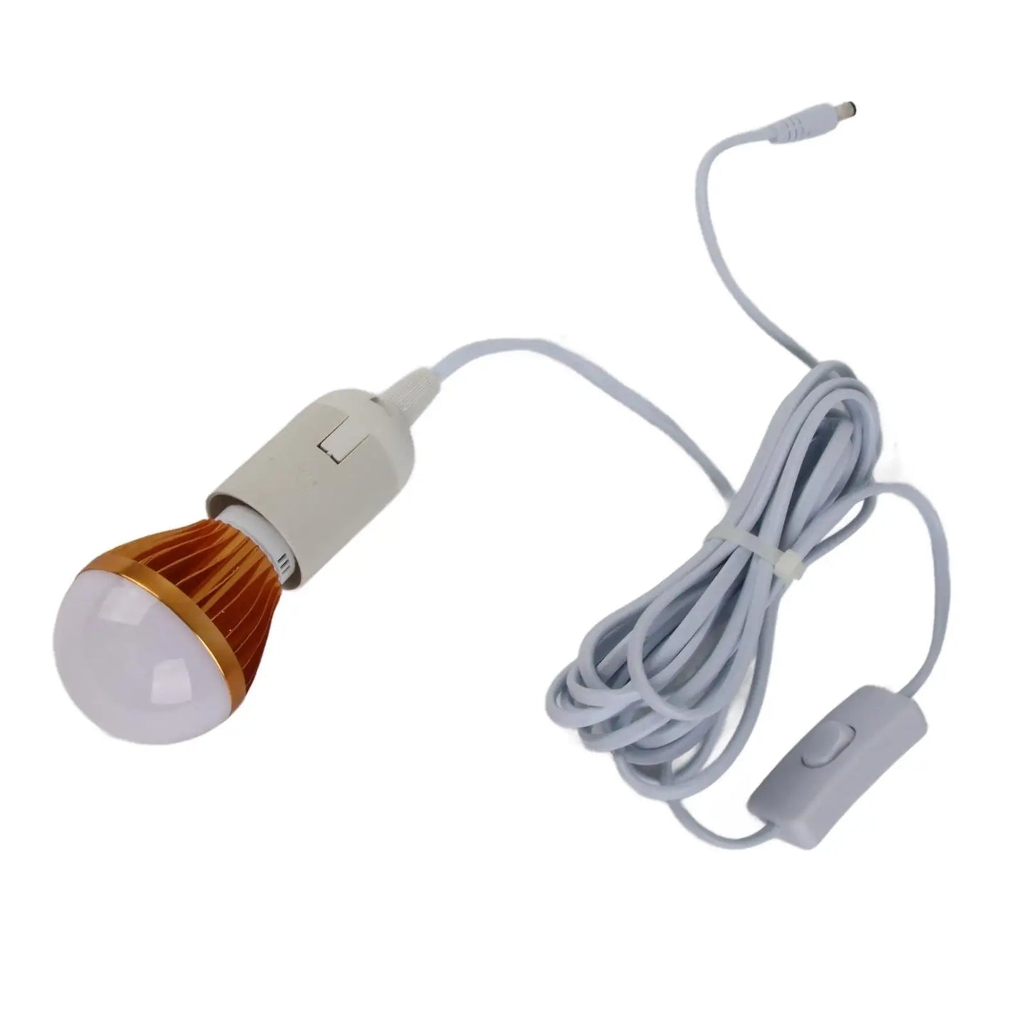 12V 5W E27 Spiral LED Ball Bulb - Solar-Controlled, High Brightness with Cable