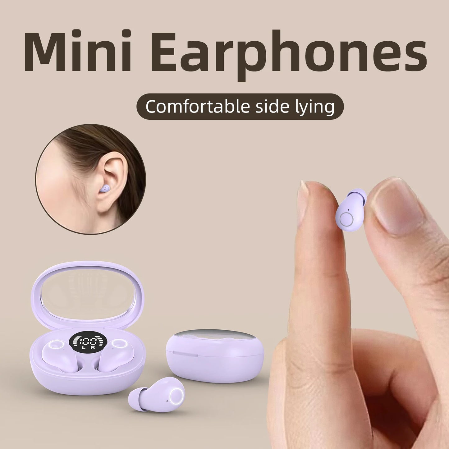 Sleep Hidden Headphones Wireless Invisible Earbuds for Sleeping Sleep Tiny Earbuds for Side Sleepers Tiny Smallest Earphones