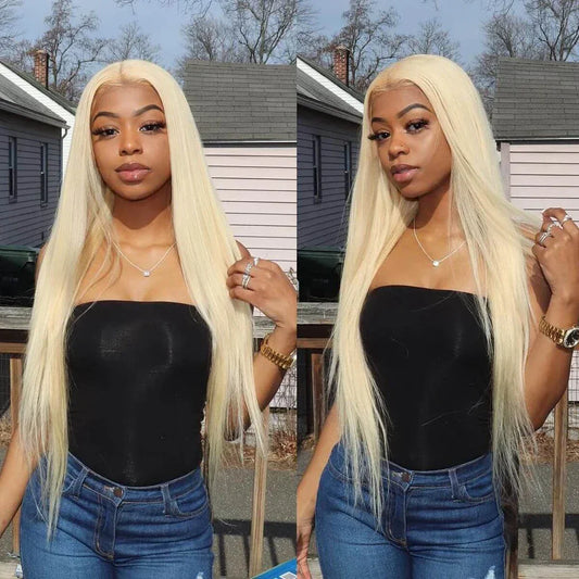 #613 Blonde Color Straight Transparent Lace Frontal Human Hair Wigs13x6 Lace Frontal Wigs For Women With Baby Hair 180% Density