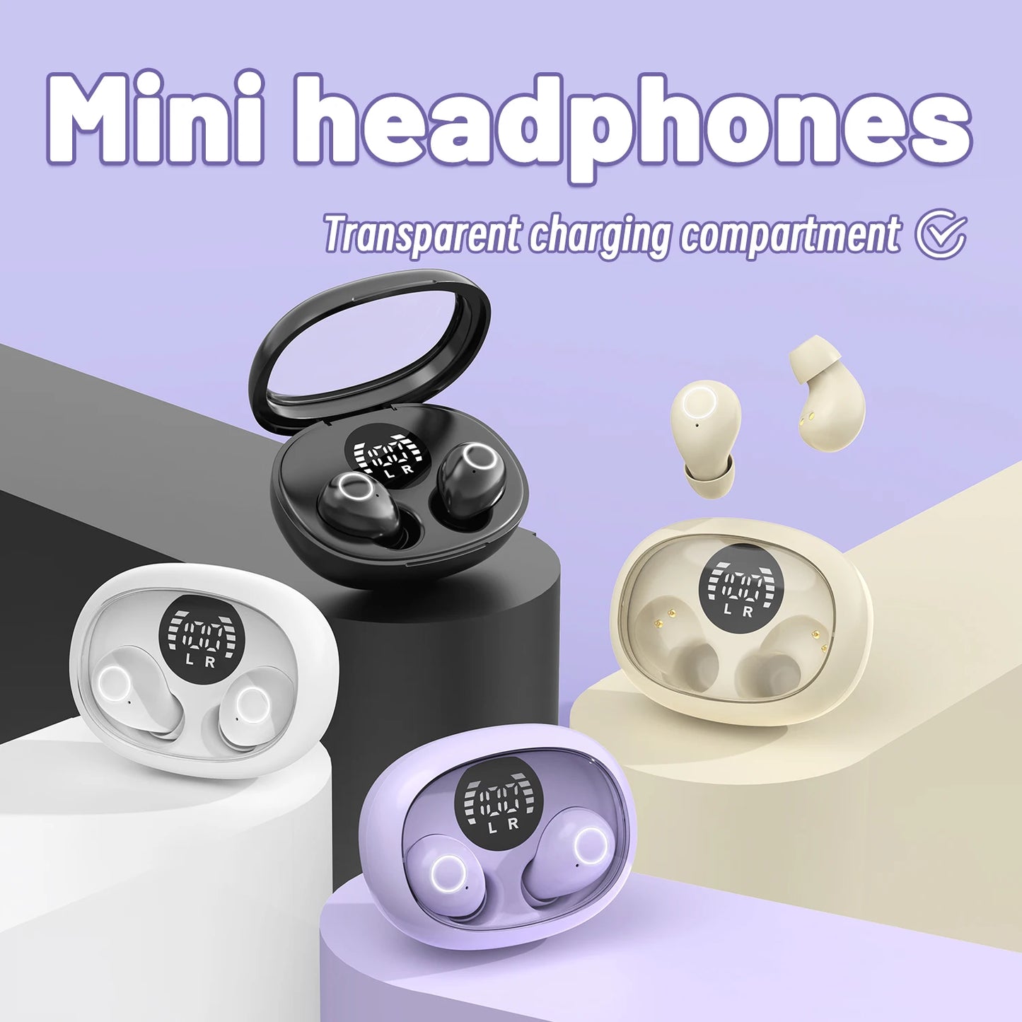 Sleep Hidden Headphones Wireless Invisible Earbuds for Sleeping Sleep Tiny Earbuds for Side Sleepers Tiny Smallest Earphones