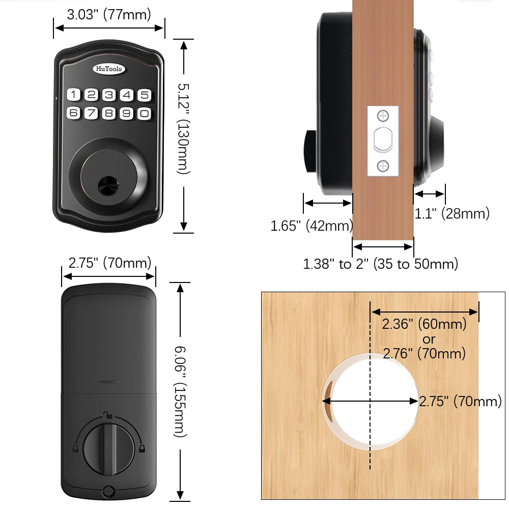 Smart Keypad Door Lock Set - Touch Fingerprint Password Lock- Keyless Entry Door Lock, Keyed Entry, Auto Lock, And Easy Installa