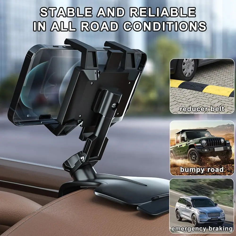 Car Phone Holder, 1200 Adjustable Phone Mount for Car with Extra Hidden Stop Sign and Easy Mounting Pull Bad, Dashboard Phone Ho