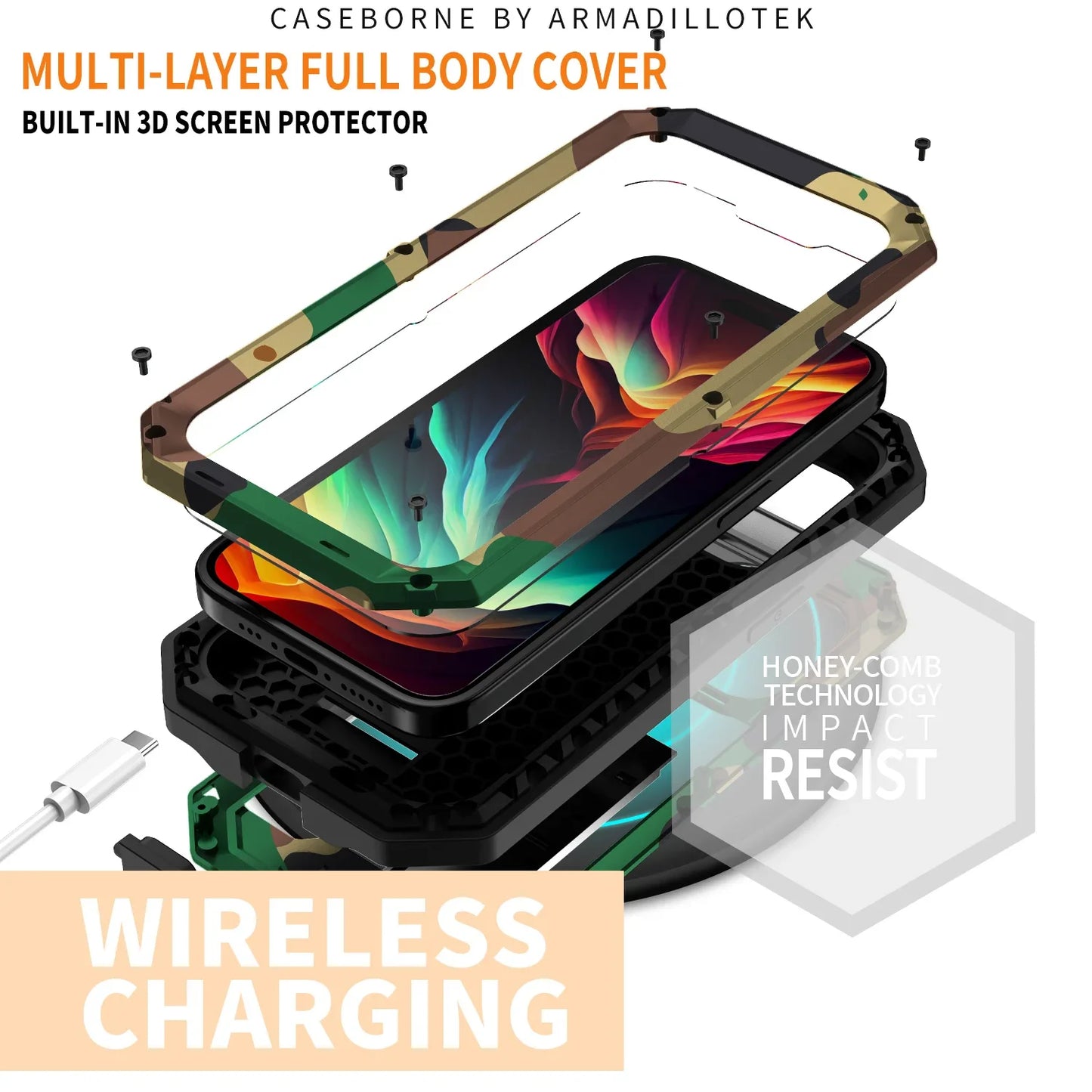 Metal Phone Case For iPhone 16 15 13 Pro Max 14 Plus Heavy Aluminum Armor Screw Bumper Anti-scratch Cover Screen Lens Protector