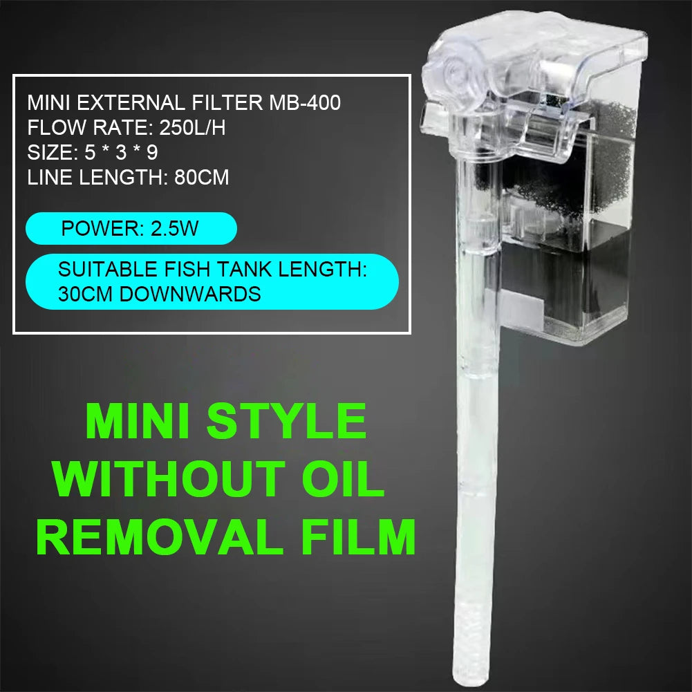 Mini Filter USB Power Interface Small Fish Tank Hanging Filter 2.5W Waterfall Filtration System for Small Aquarium Fish Tank