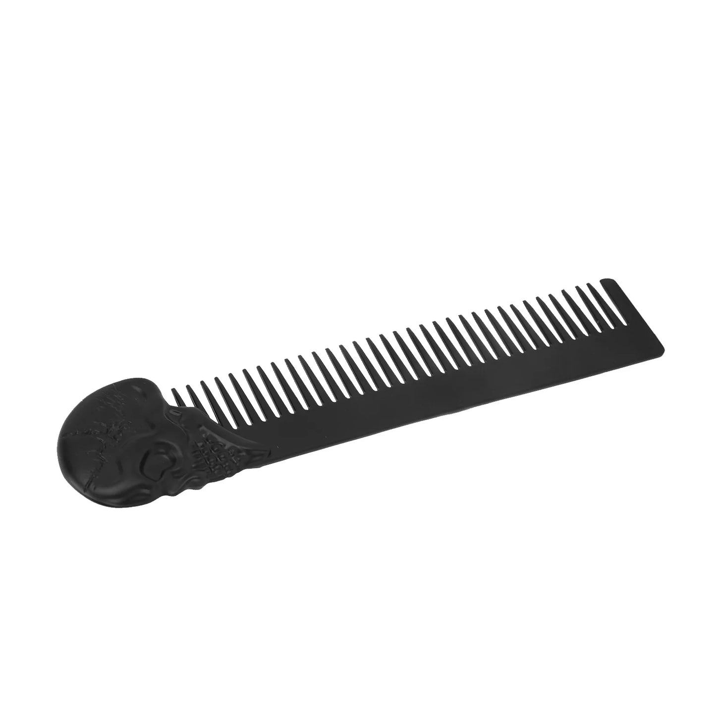 Pocket Beard Comb Zinc Alloy Skull Pattern Hair Styling Mustache Shaping Oil Hair Comb Black