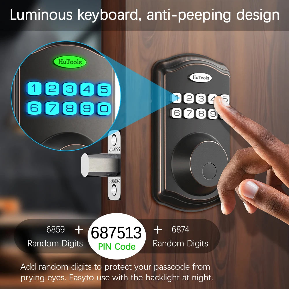 Smart Keypad Door Lock Set - Touch Fingerprint Password Lock- Keyless Entry Door Lock, Keyed Entry, Auto Lock, And Easy Installa