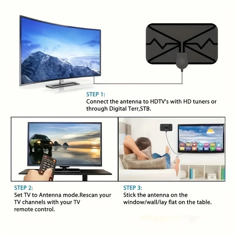 1pc TV antenna, portable HD antenna, digital antenna, indoor antenna, support 4K, 1080P for all smart TVS, smart 360° signal rec