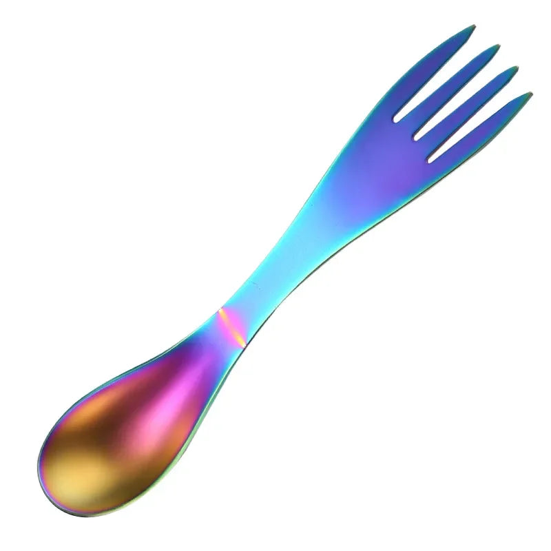 Outdoor Camping Picnic Titanium Spork Spoon Tableware Ultralight Hiking Camping Travel Tableware Cookware Portable Outdoor