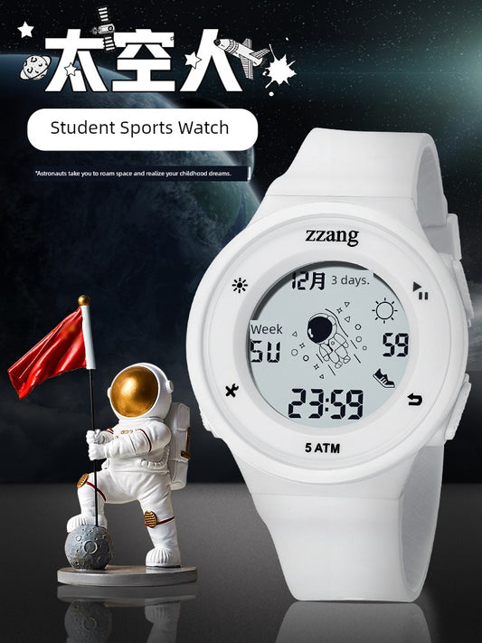 Digital Watch Men and Women Couple Student Luminous Waterproof Spaceman Alarm Clock Sports Timing Multifunctional Trendy Drop-Resistant