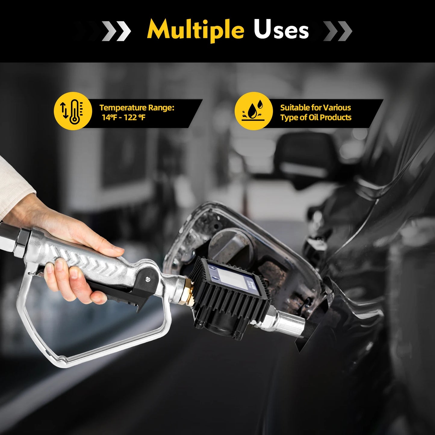 Dispenser Gun Digital Filling Oil Meter With 1/2" Flexible Hose And Manual Tip with Digital Meter