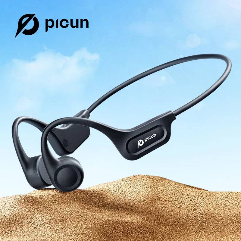 Picun T1 Bone Conduction Headphones Bluetooth 5.3 Open Ear Headphones Mic Premium Loud Sound 8Hrs Playtime Bluetooth Headse