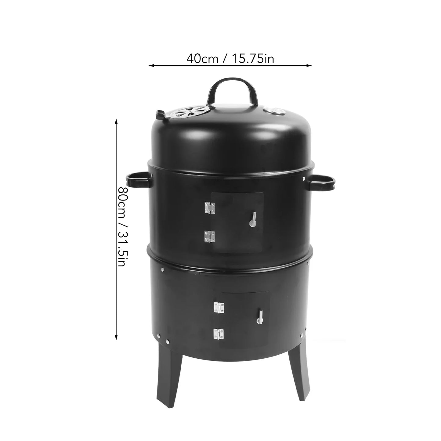 BBQ Smoker Vertical Charcoal Smoker 3 in 1 3 Layer Grill Barbecue Smoker BBQ Grill with Thermometer for Cooking Charcoal Smoker