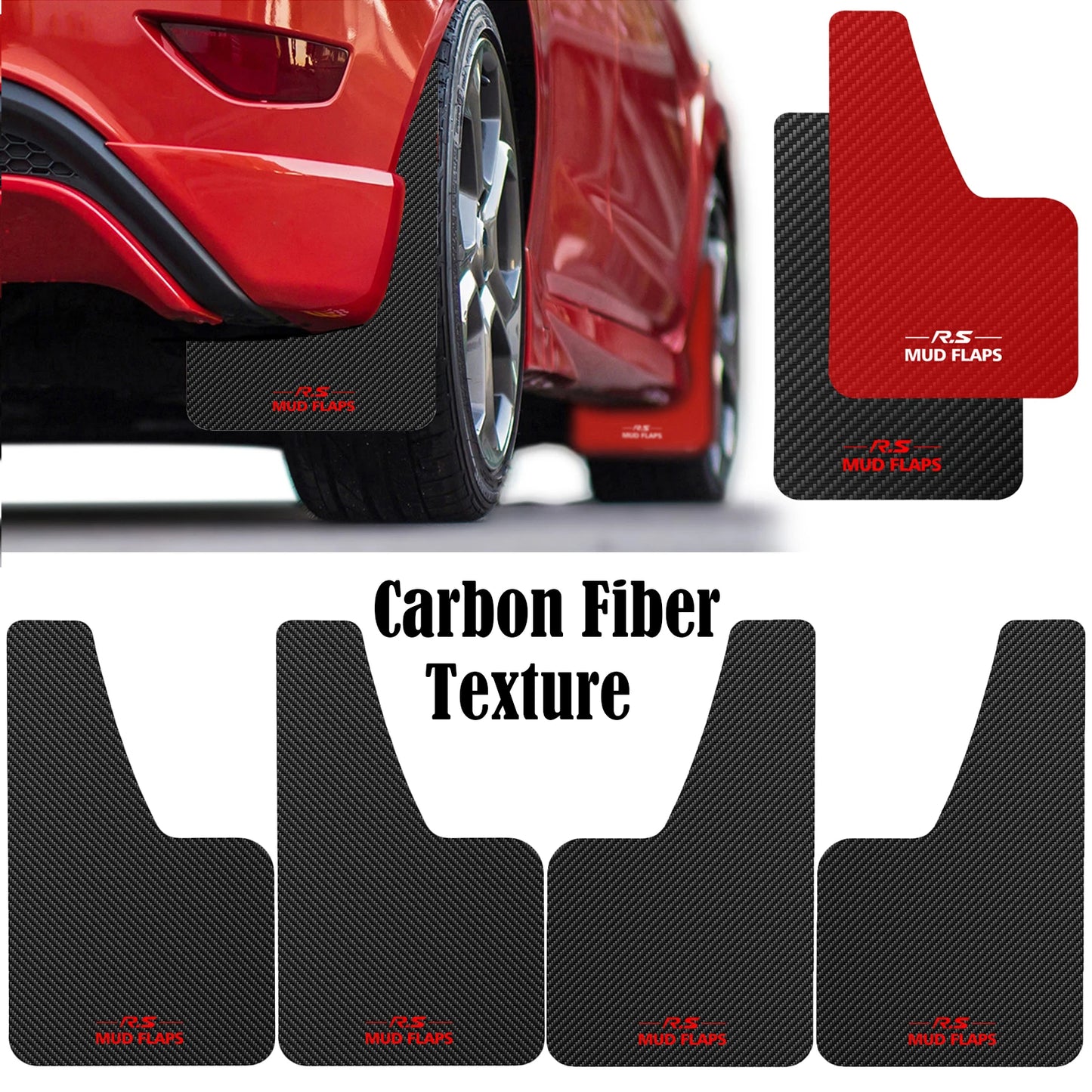 Car Universal Black Carbon Fiber Effect Splash Guards Mud Flaps Molded Mudguards Fender Cover Front Rear Styling Accessories