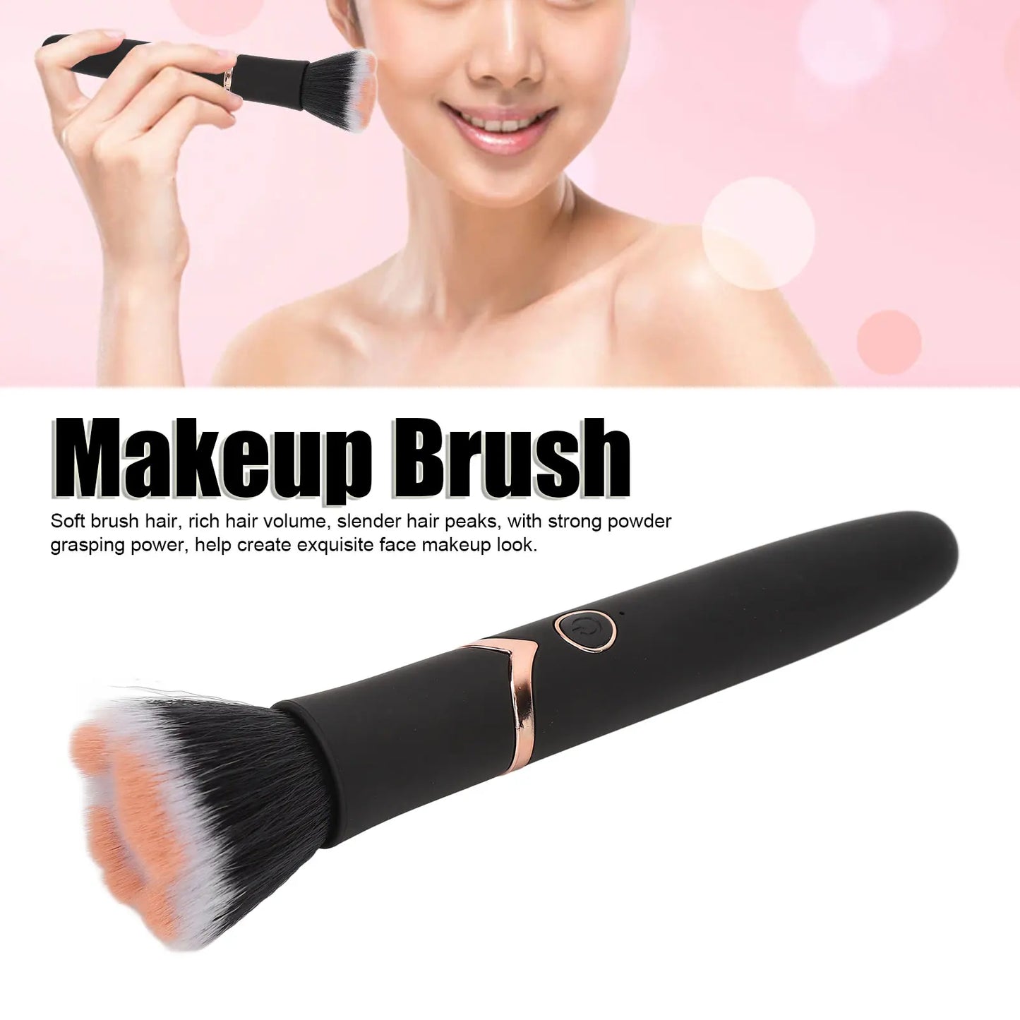 Loose Powder Brush Makeup Brush  Blush Loose Powder Brush 10 Gears Vibration Electric Massage Brush Black Makeup Brush