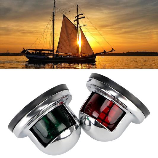 2pcs Warning Signal Light Waterproof Sailing Lamp for Marine Yacht LED Navigation Lights Stainless Steel Red Green