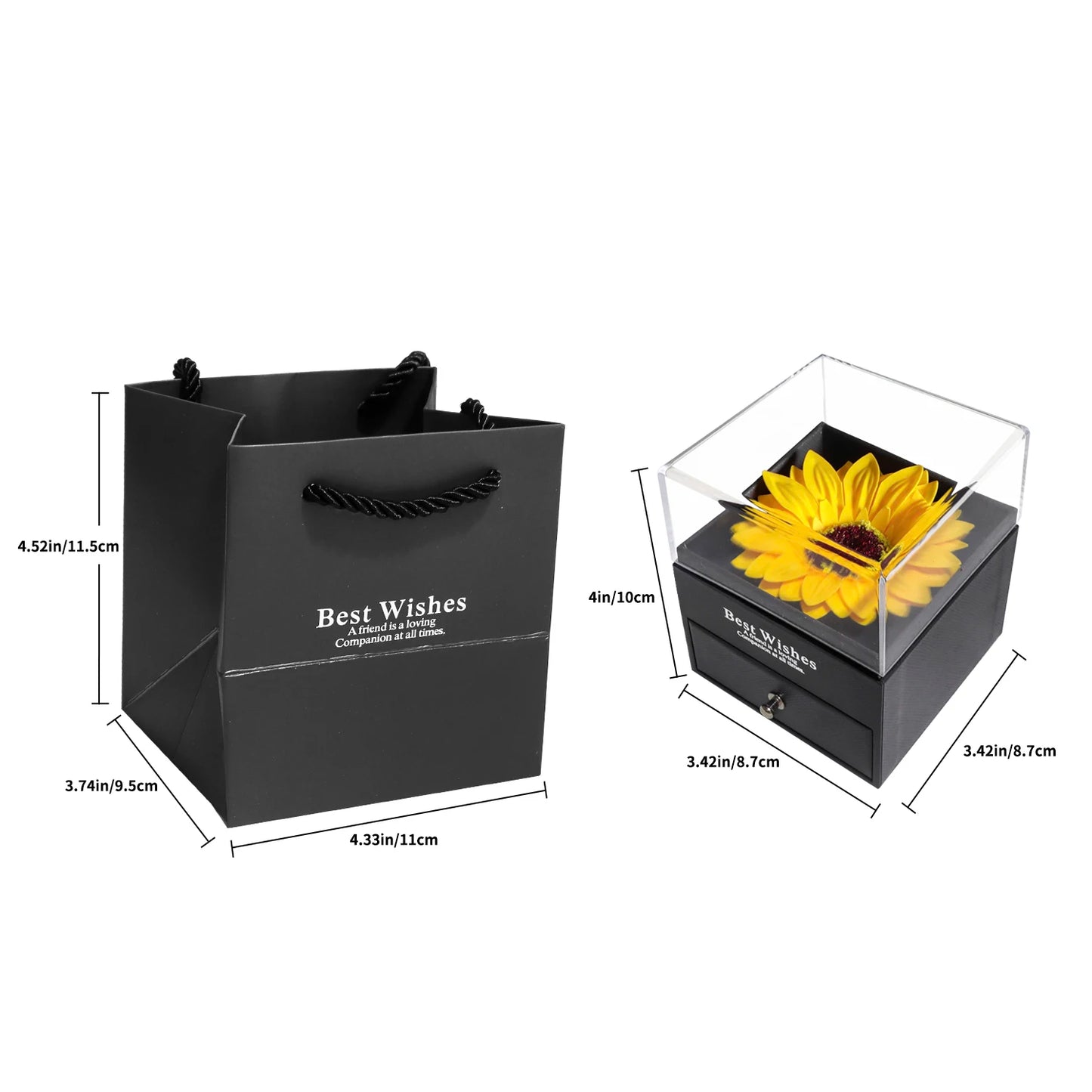 Artificial Sunflower Gift Box Necklace Set Flower Jewelry Box Valentine's Day Christmas Anniversary Gifts for Women Girlfriend