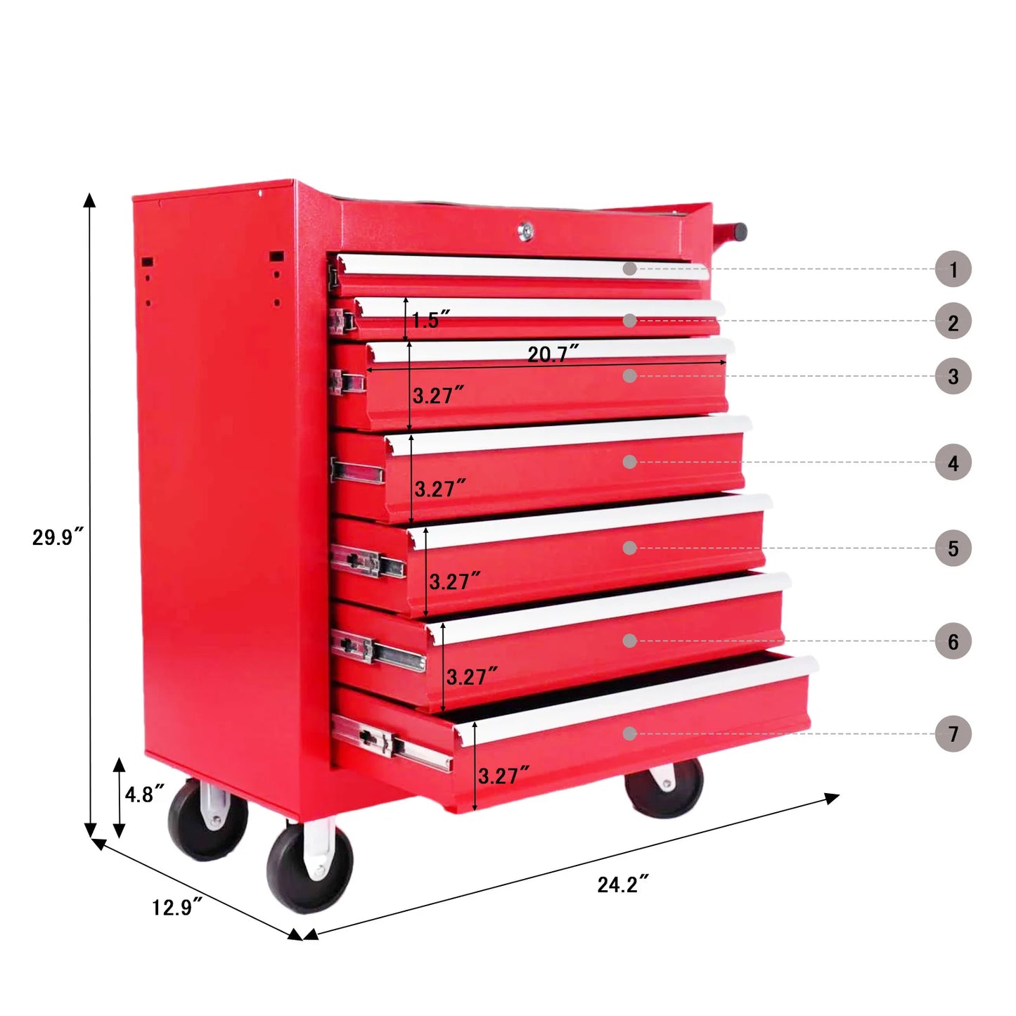 5-Drawer Metal Rolling Tool Chest with Wheels,Tool Storage Cabinet With Locking System