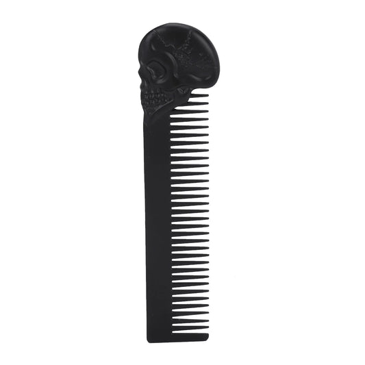 Pocket Beard Comb Zinc Alloy Skull Pattern Hair Styling Mustache Shaping Oil Hair Comb Black