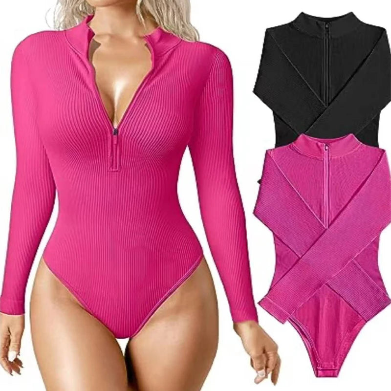 Woman Bodysuits Fashion Long Sleeve Jumpsuit Shapewear Thigh Slim Body Suit Low Back Body Shaper Backless Seamless Jumpsuit 2024