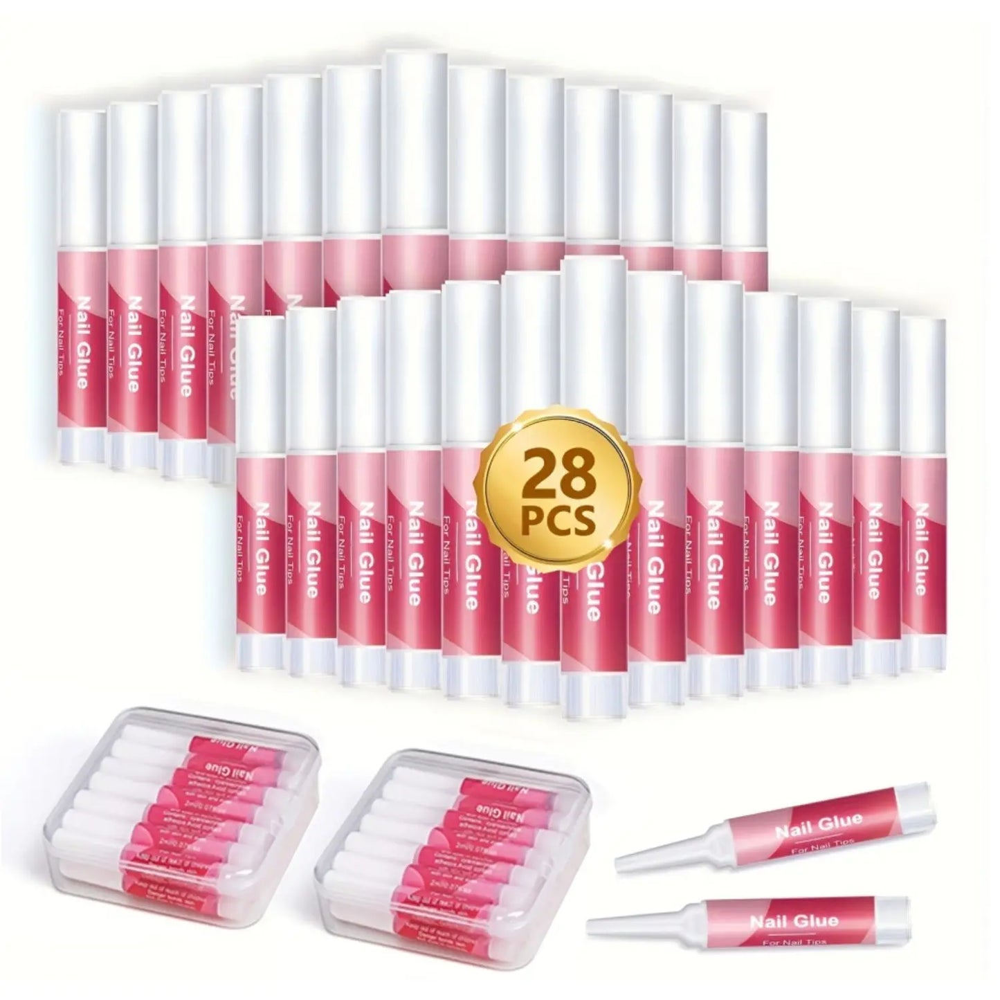 28/56PCS Nail Glue Set Super Strong Nail Glue for Acrylic Nails Long Lasting Professional Nail Tip Glues For Fake Nail Salon