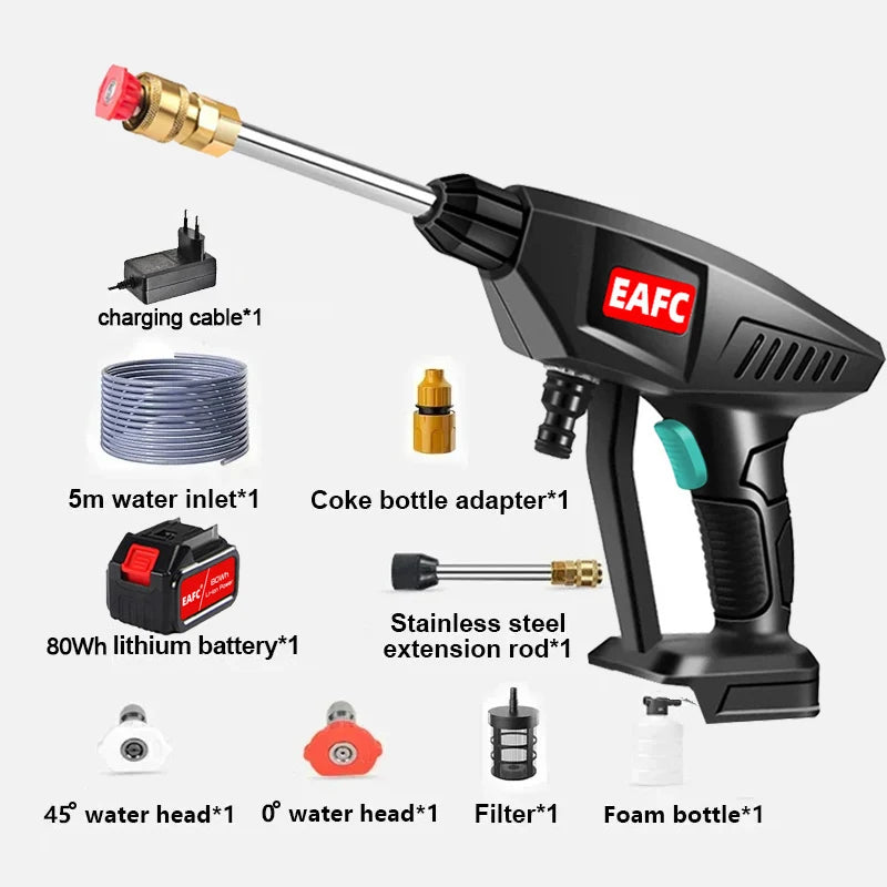 EAFC 60Bar Cordless High Pressure Car Washer  30000mAh Rechargeable Car Wash Gun Electric Water Gun Foam Machine