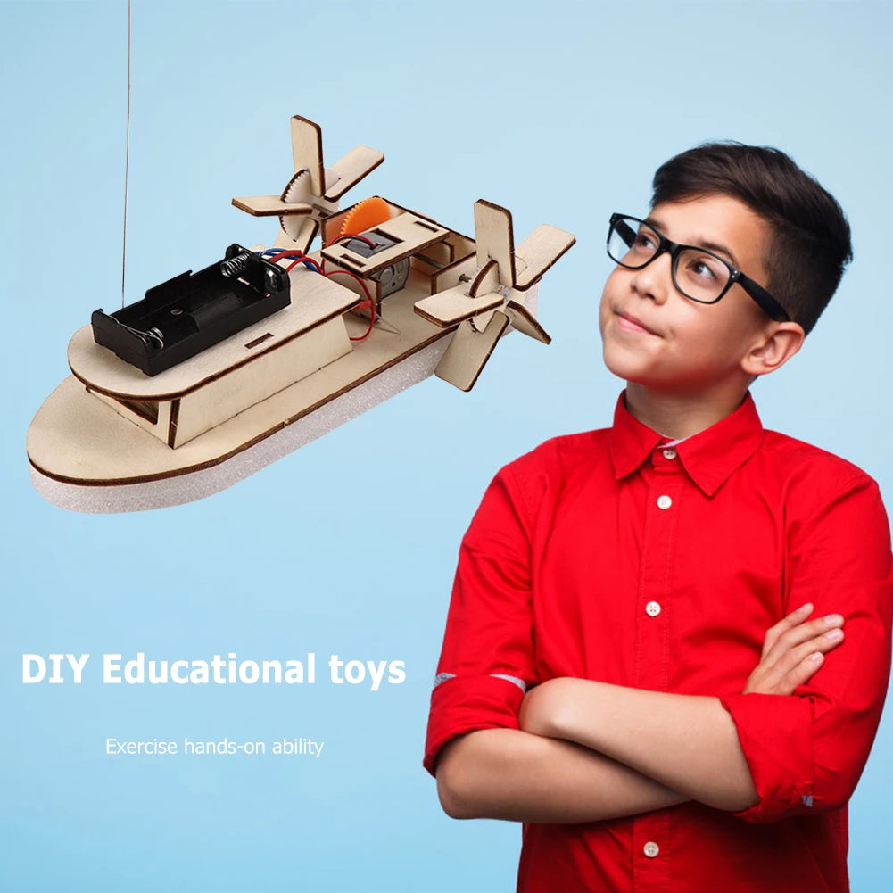 DIY Boat Model Material Set Wood Boat Building Kit 3D Assemble Wooden Paddle Steamer Creative Teaching Educational Science