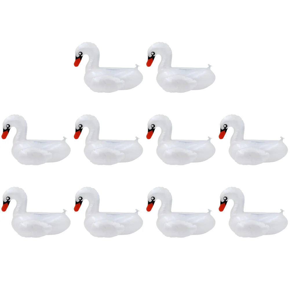 5/10 pcs Inflatable Cup Holder PVC Swan Floating Coasters Portable Swan Beverage Glass Holder for Holiday Birthday Party